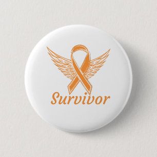 Badge Rond 5 Cm Leucémie Cancer Sensibilisation - Orange Ange Aile