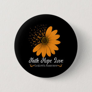 Badge Rond 5 Cm Leucémie Faith Hope Love Orange Ribbon Blood Cance
