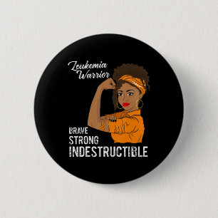 Badge Rond 5 Cm Leucémie Guerrier Indestructible Cancer Survivant