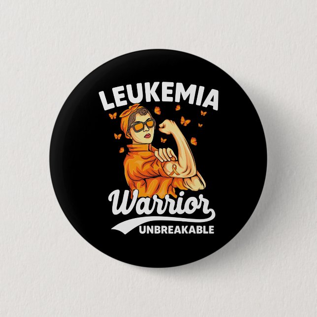 Badge Rond 5 Cm Leucémie Guerrier Indestructible Soutien Leucémie  (Devant)