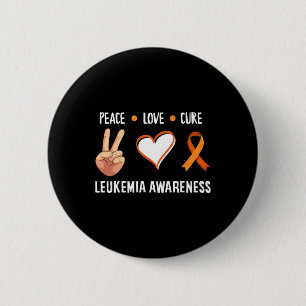 Badge Rond 5 Cm Leucémie Guerrier Paix Amour Cure Leucémie Cancer