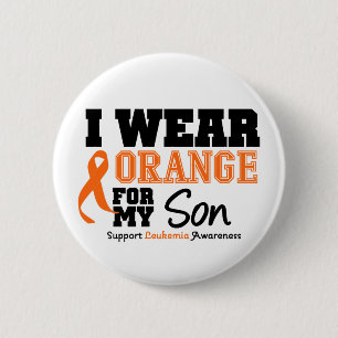 Badge Rond 5 Cm Leucémie Je Porte Orange Pour Mon Fils