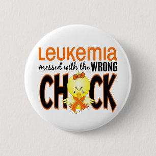 Badge Rond 5 Cm Leucémie salie avec le poussin faux