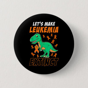 Badge Rond 5 Cm Leukemia Dinosaur Orange Ribbon Hématologue Repti