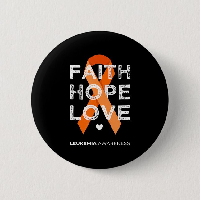 Badge Rond 5 Cm Leukemia Faith Hope Love Orange Ruban Leukemia Aw (Devant)