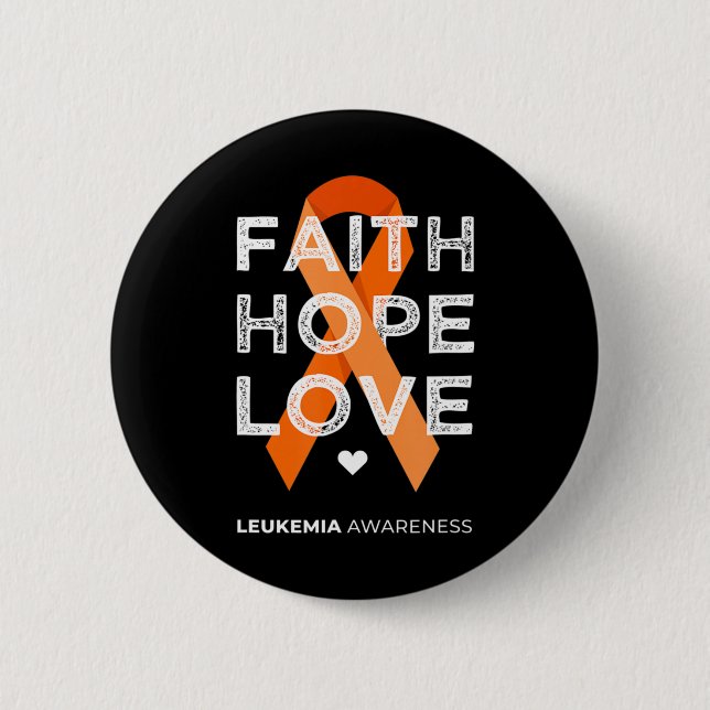 Badge Rond 5 Cm Leukemia Faith Hope Love Orange Ruban Leukemia Aw (Devant)