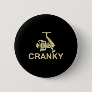 Badge Rond 5 Cm Leurre de pêche vintage Crankit Cranky Funny Fishe