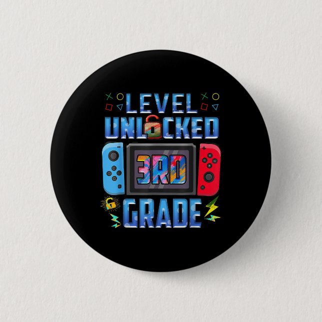 Badge Rond 5 Cm Level 3rd Grade Unlocked Back To School First Day  (Devant)
