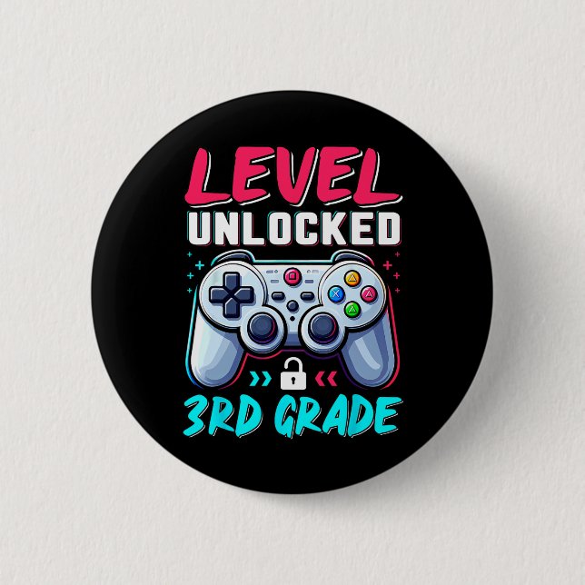 Badge Rond 5 Cm Level 3rd Grade Unlocked Back To School Team Third (Devant)