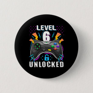 Badge Rond 5 Cm Level 6 Vidéo Game 6th Birthday Gamer Gif