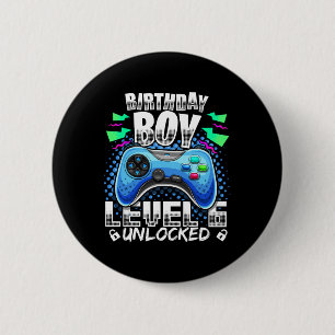 Badge Rond 5 Cm Level 6 Vidéo Game 6th Birthday Gamer Gif