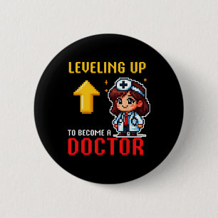 Badge Rond 5 Cm Levelup Doctor Ck To School Funny Gamer Girls