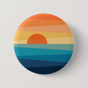 Badge Rond 5 Cm lever de soleil géométrique Abstrait