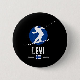 Badge Rond 5 Cm Levi Finlande Station de ski Finlande Laponie Ski 