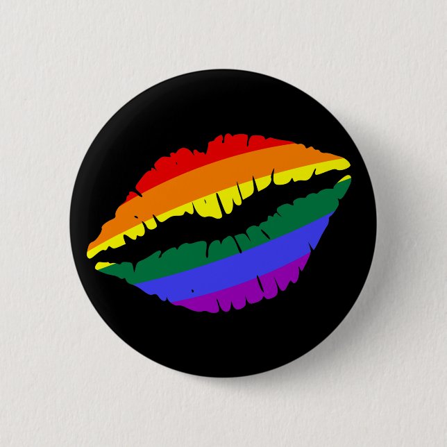 Badge Rond 5 Cm Lèvres arc-en-ciel (Devant)