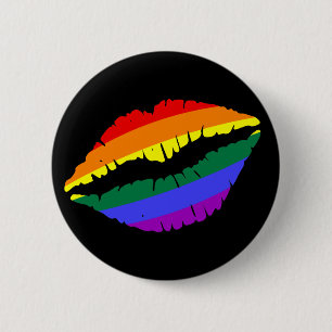 Badge Rond 5 Cm Lèvres arc-en-ciel
