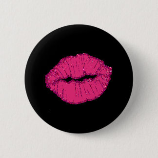 Badge Rond 5 Cm lèvres dorées rose