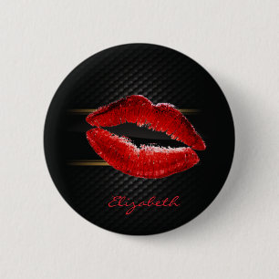 Badge Rond 5 Cm Lèvres rouges pailletées de style moderne, personn