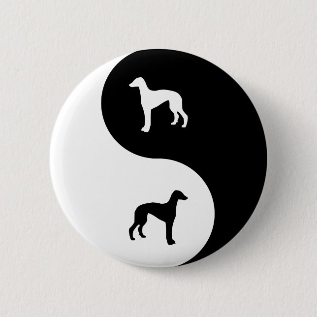 Badge Rond 5 Cm Lévrier Yin Yang (Devant)