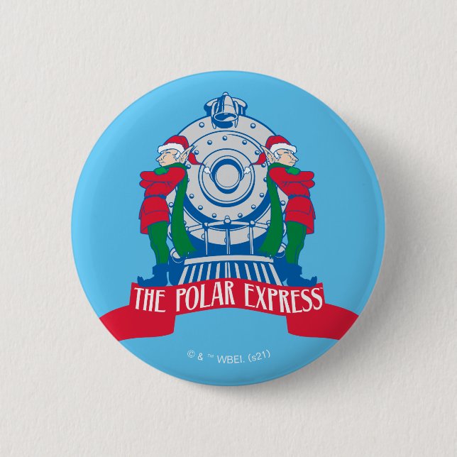 Badge Rond 5 Cm L'Express polaire | Elfes debout En Train (Devant)