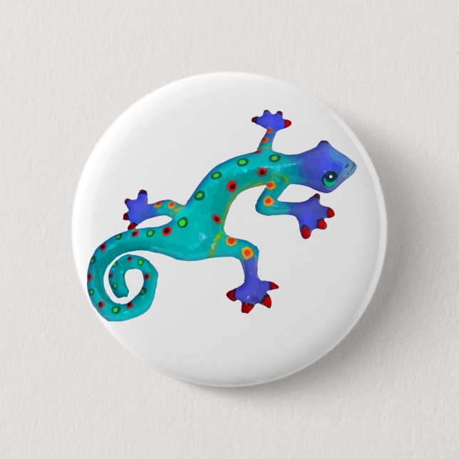 Badge Rond 5 Cm Lézard coloré fou (Devant)