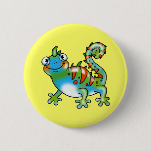 Badge Rond 5 Cm Lézard drôle coloré