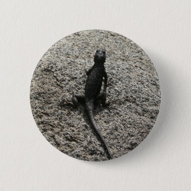 Badge Rond 5 Cm Lézard noir (Devant)