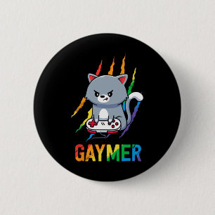 Badge Rond 5 Cm Lgbt Cat Pride Shirt Rainbow Vidéo Amateurs de jeu