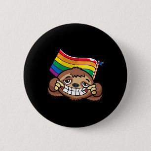 Badge Rond 5 Cm Lgbt Drapeau T Chemise Sloth Gay Lesbian Resist Ho