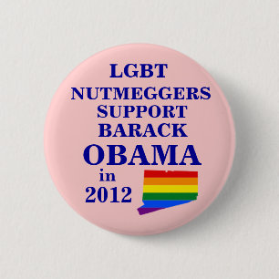 Badge Rond 5 Cm LGBT Nutmeggers le Connecticut pour Obama 2012