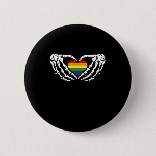 Badge Rond 5 Cm Lgbt Pride Squelette Halloween Goth Heart Classic