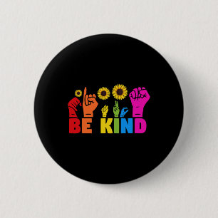 Badge Rond 5 Cm LGBT Rainbow Pride Mois ASL Be Kand Hand Sign L
