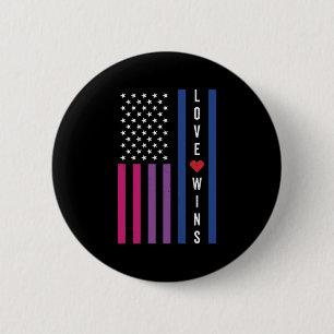 Badge Rond 5 Cm LGBTQ Bisexual Pride L'amour gagne le drapeau amér