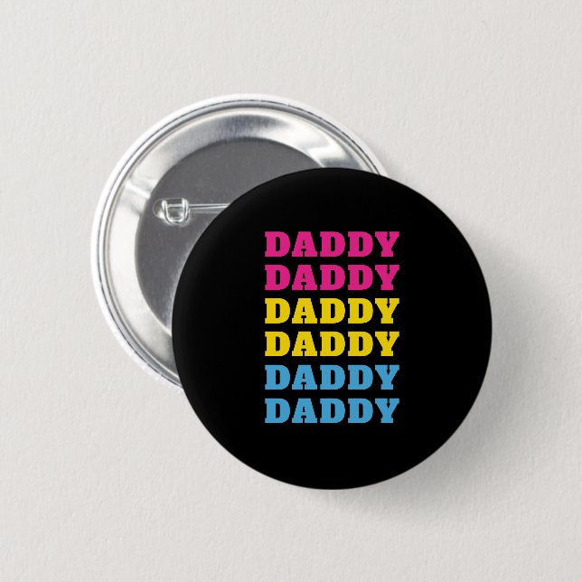 Badge Rond 5 Cm LGBTQ Daddy Pansexual Pride Papa Fête des pères (Devant & derrière)