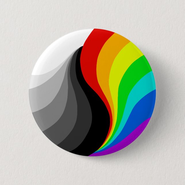 Badge Rond 5 Cm LGBTQ et bouton ying de yang d'allié (Devant)