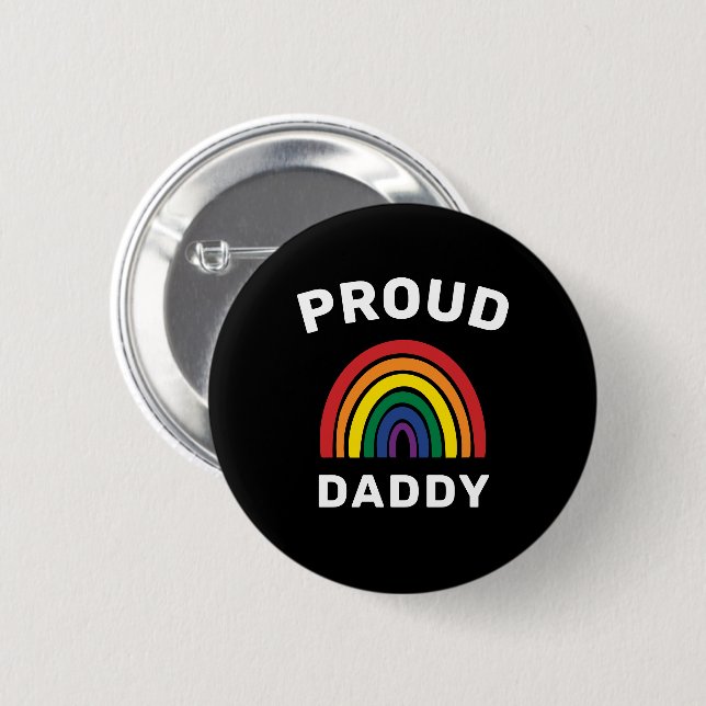 Badge Rond 5 Cm LGBTQ Fier papa Gay pride Rainbow Fête des pères (Devant & derrière)