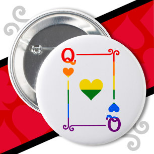Badge Rond 5 Cm LGBTQ Fierté Drapeau Jouer aux cartes Coeurs de ca