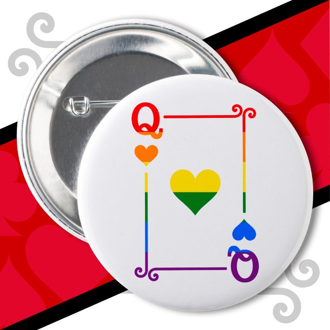 Badge Rond 5 Cm LGBTQ Fierté Drapeau Jouer aux cartes Coeurs de ca (Créateur téléchargé)