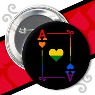 Badge Rond 5 Cm LGBTQ Fierté Drapeau Jouer des cartes Ace Card Ace