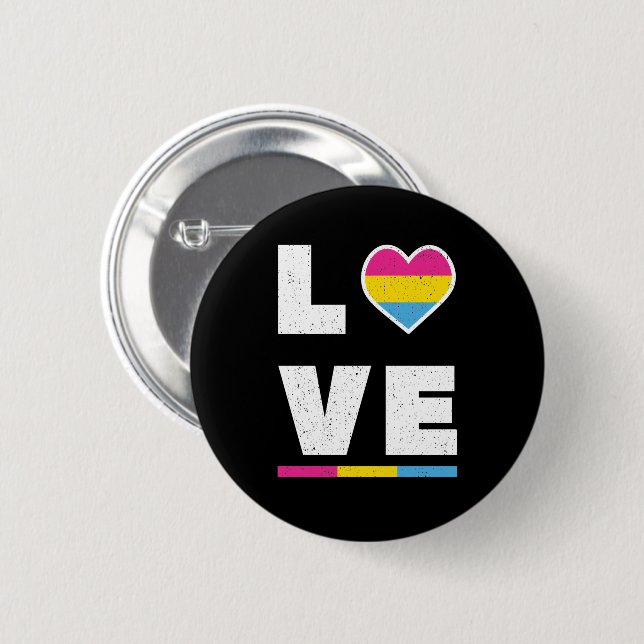Badge Rond 5 Cm LGBTQ Pansexual Pride Flag Distressed Grunge Love (Devant & derrière)