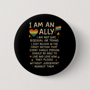 Badge Rond 5 Cm Lgbtq Rétro Je suis un allié Je ne suis pas gay, b