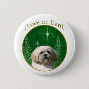 Badge Rond 5 Cm Lhassa Apso Paix