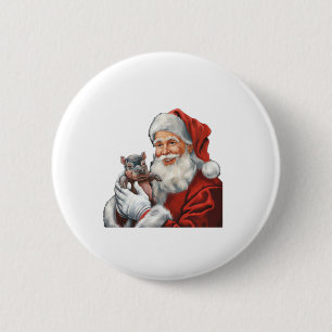 Badge Rond 5 Cm L'héroïque hippo de Moo Deng Père Noël Secourt Noë