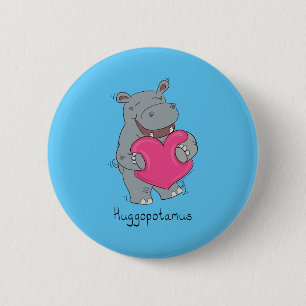 Badge Rond 5 Cm L'hippopotame étreint le Pin de bouton de