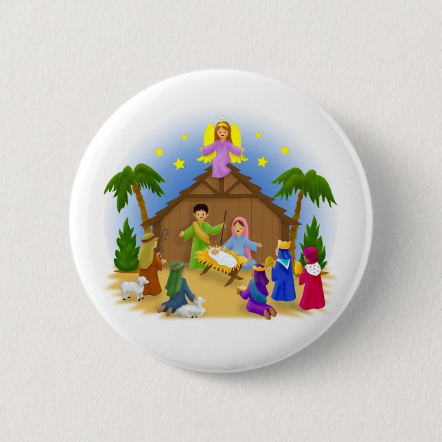 Badge Rond 5 Cm L'histoire de Noël (Devant)
