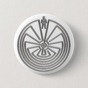 Badge Rond 5 Cm L'homme dans le Maze - l'argent
