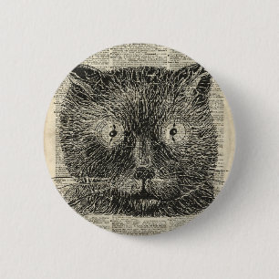 Badge Rond 5 Cm L'horloge de Steampunk observe le chat au-dessus