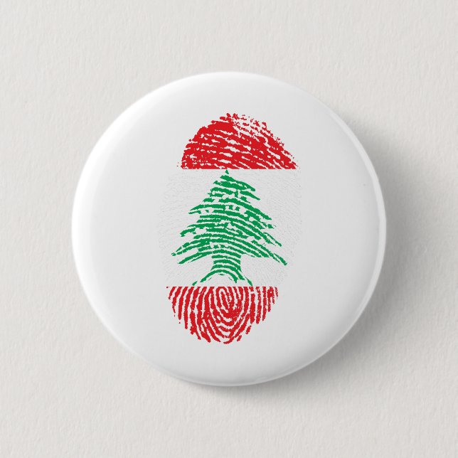 Badge Rond 5 Cm Liban Drapeau Empreinte Pays Fierté (Devant)