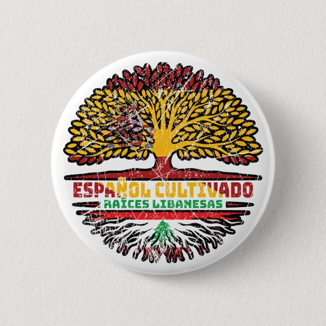 Badge Rond 5 Cm Liban Liban Espagne Espagne Espagne Espagne drapea (Devant)