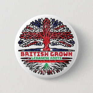 Badge Rond 5 Cm Liban Royaume-Uni Royaume-Uni British Tree